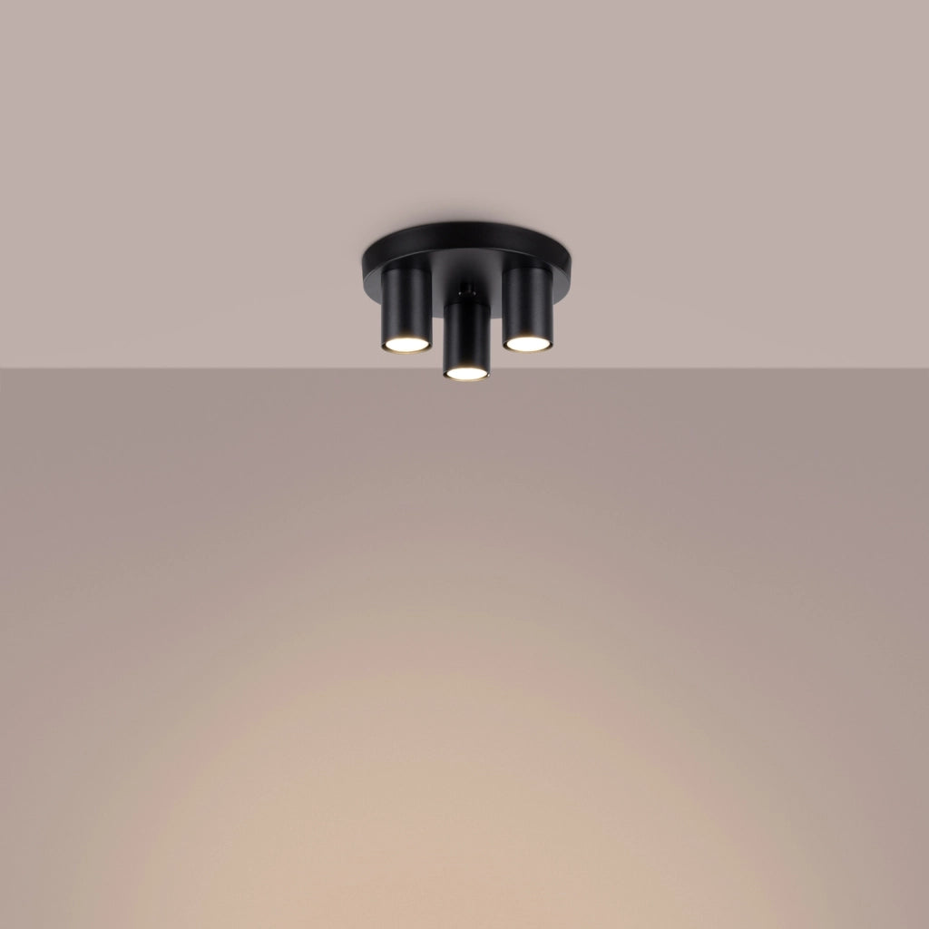 Plafoniera moderna nera rotonda Ø25 3 spot GU10 Pure Lume