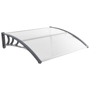 Tettoia per porta finestra da 122 x 99 cm in policarbonato a pannelli cavi, Tettoia da esterno per protezione da sole Bianco e grigio-Tende parasole