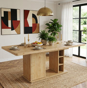 Tavolo da pranzo allungabile 180x80x75 cm con vano contenitore in MDF color rovere