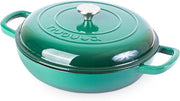 Piatto da forno in acciaio inox con coperchio - Pentola per cucina, resistente al forno fino a 600°F - Verde scuro 30 cm