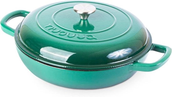 Piatto da forno in acciaio inox con coperchio - Pentola per cucina, resistente al forno fino a 600°F - Verde scuro 30 cm