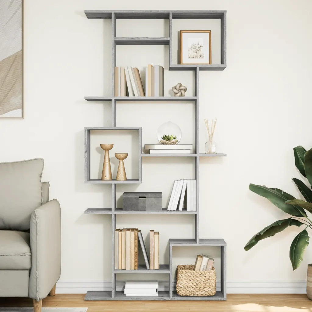 Libreria-Scaffale per Libri-Mobile di Stoccaggio Grigio Sonoma 92x29x188 cm in Legno Multistrato