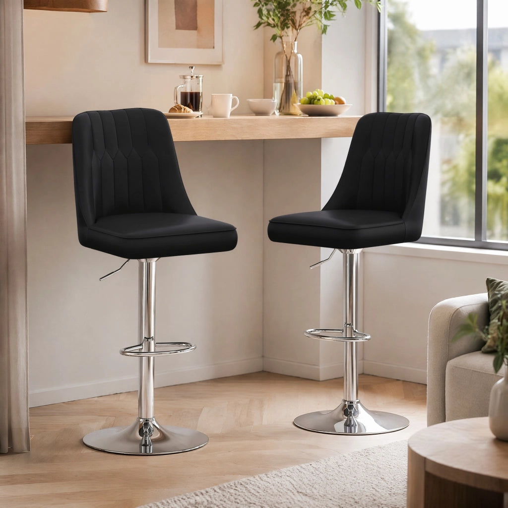 SGABELLO BAR Regolabile Set da 2 pezzi 95,5-117,5 cm PU Nero e Metallo