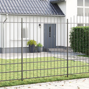 Recinzione da Giardino  con Parte Superiore a Forma di Arco Grigia 5.1x2 m in Acciaio