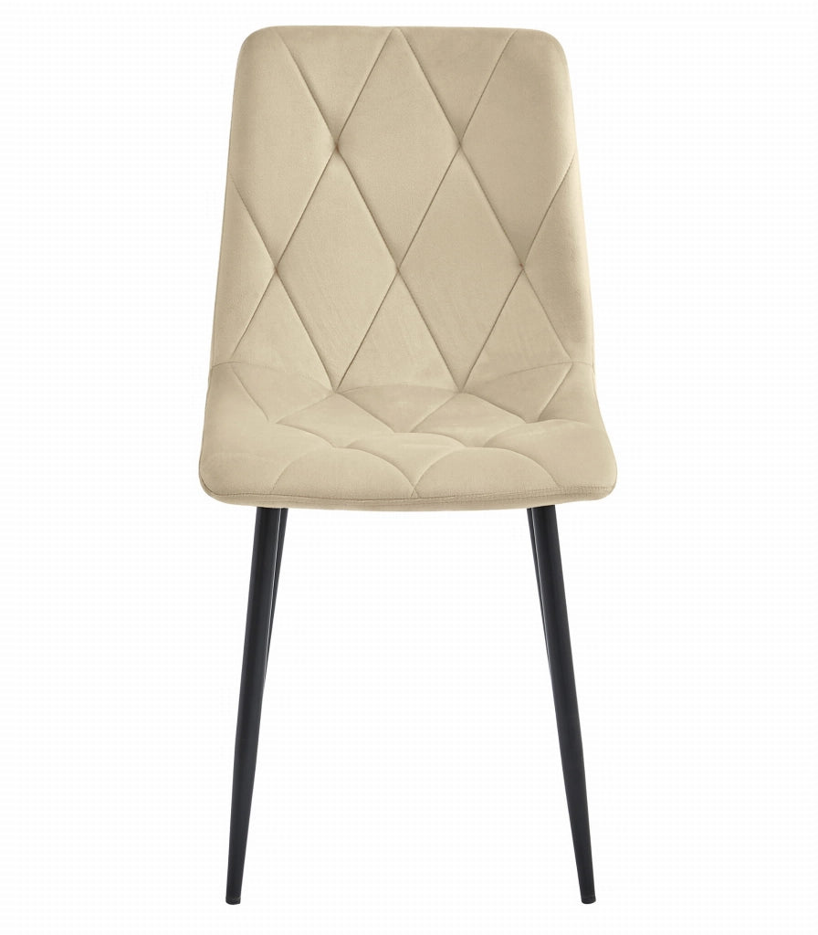 Sedia da pranzo Valora Tyra in velluto beige chiaro con gambe nere x4