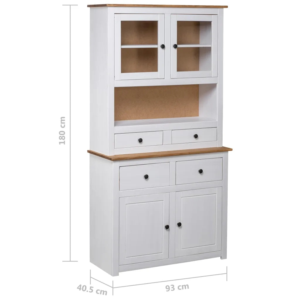 Credenza | Madia | Buffet da pranzo | Armadio da pranzo Bianca 93x40,5x180 cm in Legno Massello di Pino Panama