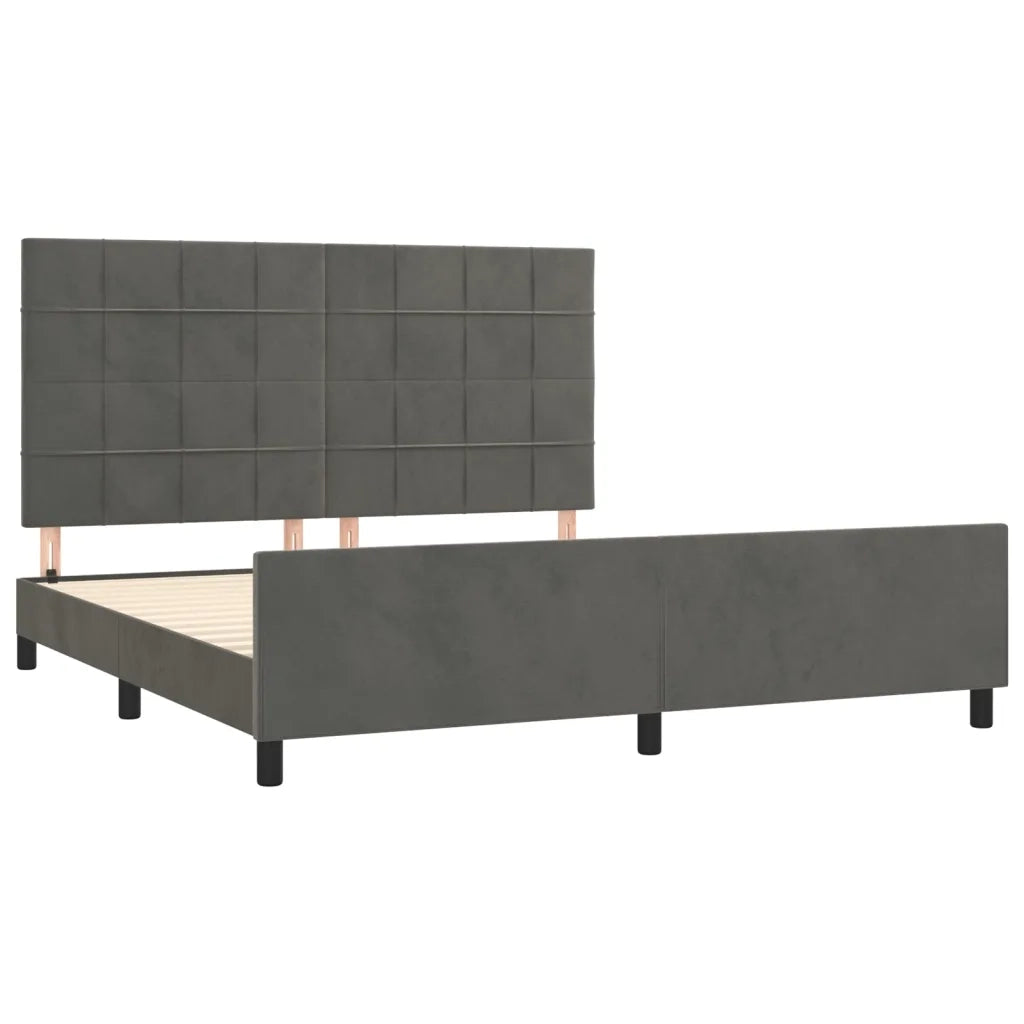 Giroletto senza Materasso Grigio Scuro 160x200 cm Velluto 3125764