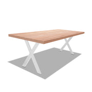 Tavolo da pranzo in legno e metallo con piedi a X bianchi - 220x100 cm