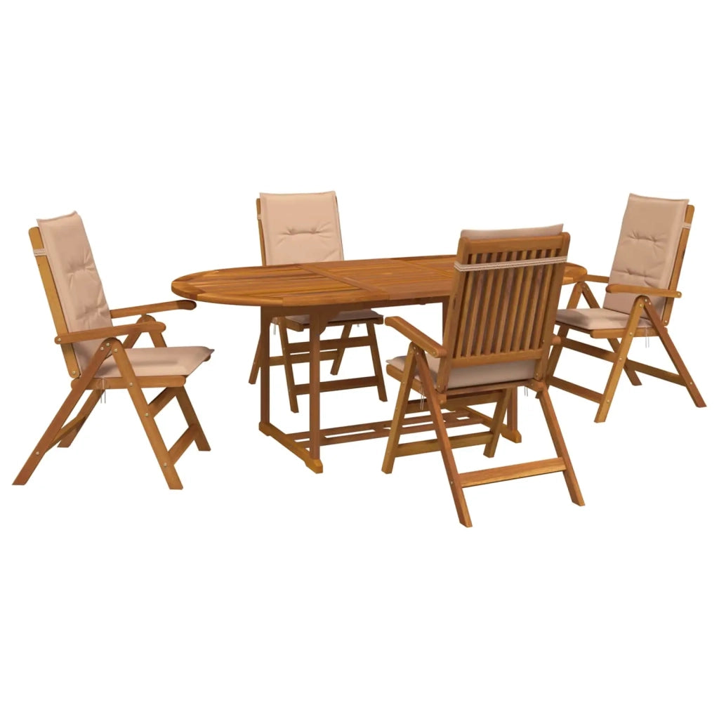 Set da pranzo da giardino 5 pezzi Naturale 3434484