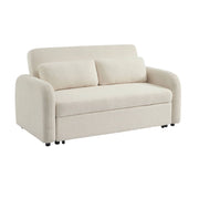 Divano letto arrotondato in tessuto bouclé, 2 posti, crema