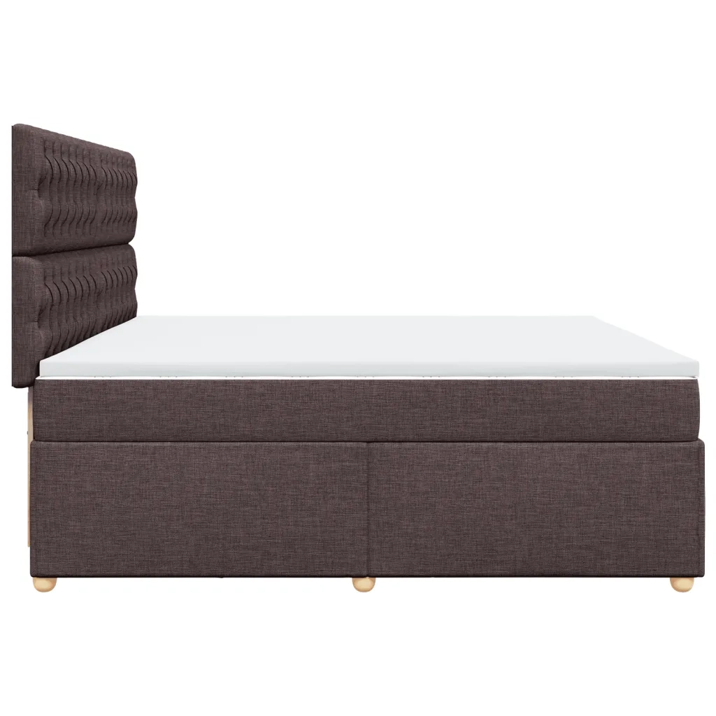Giroletto a Molle con Materasso Marrone Scuro 200x200cm Tessuto