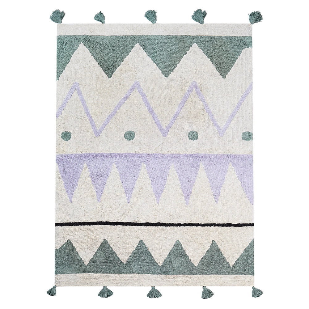 Tappeto per cameretta con motivo astratto e nappe multicolore 140 x 200 cm camera per bambini nursery soggiorno