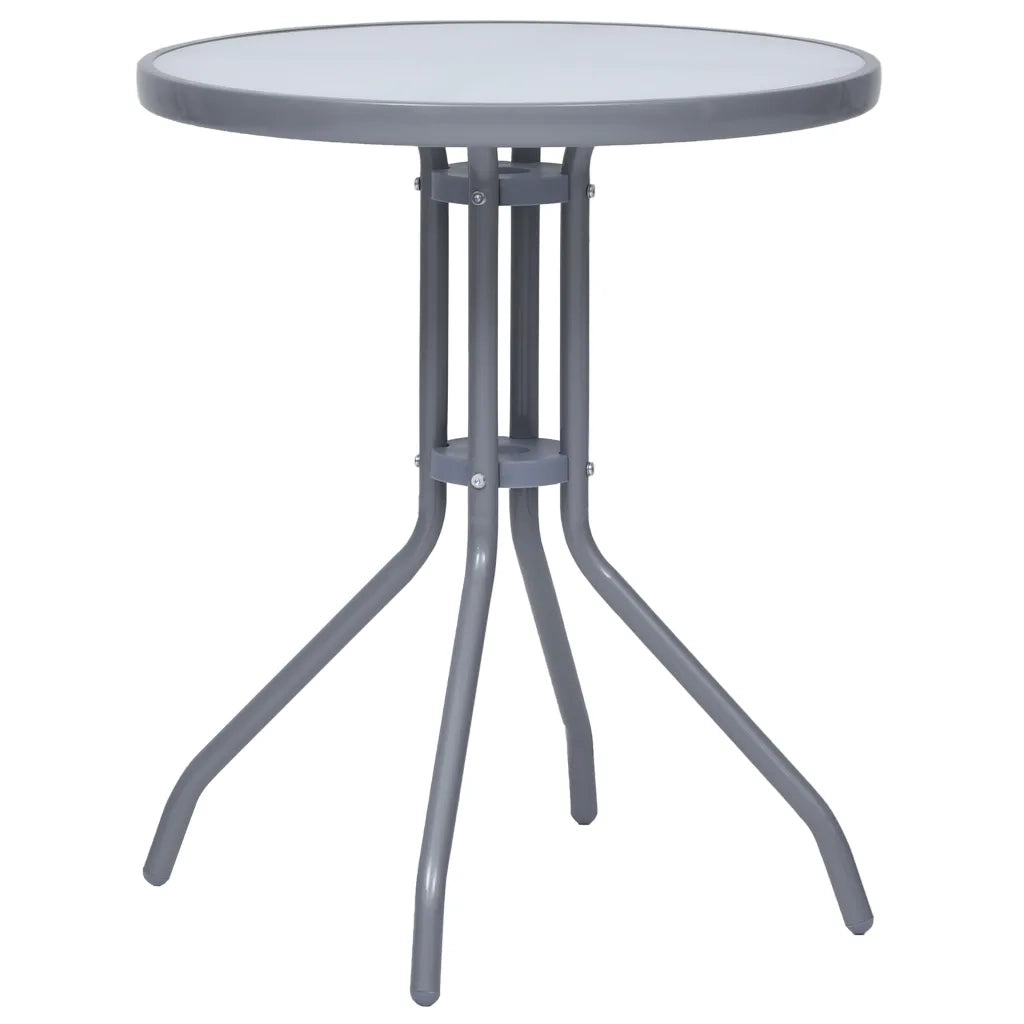 Tavolo da Giardino Grigio Chiaro 60 cm in Acciaio e Vetro cod mxl 34355