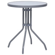Tavolo da Giardino Grigio Chiaro 60 cm in Acciaio e Vetro cod mxl 34355