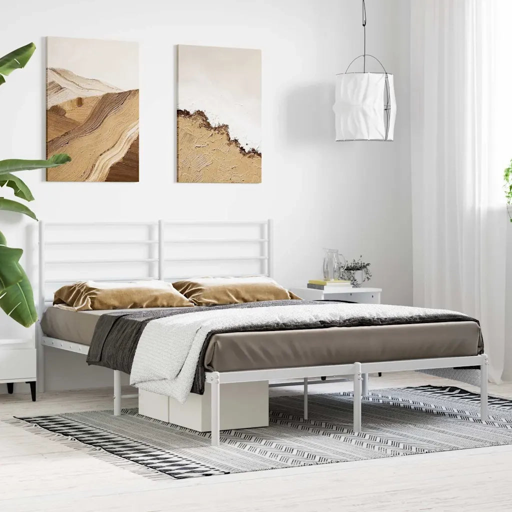 Giroletto con Testiera Metallo Bianco 140x190 cm 352368