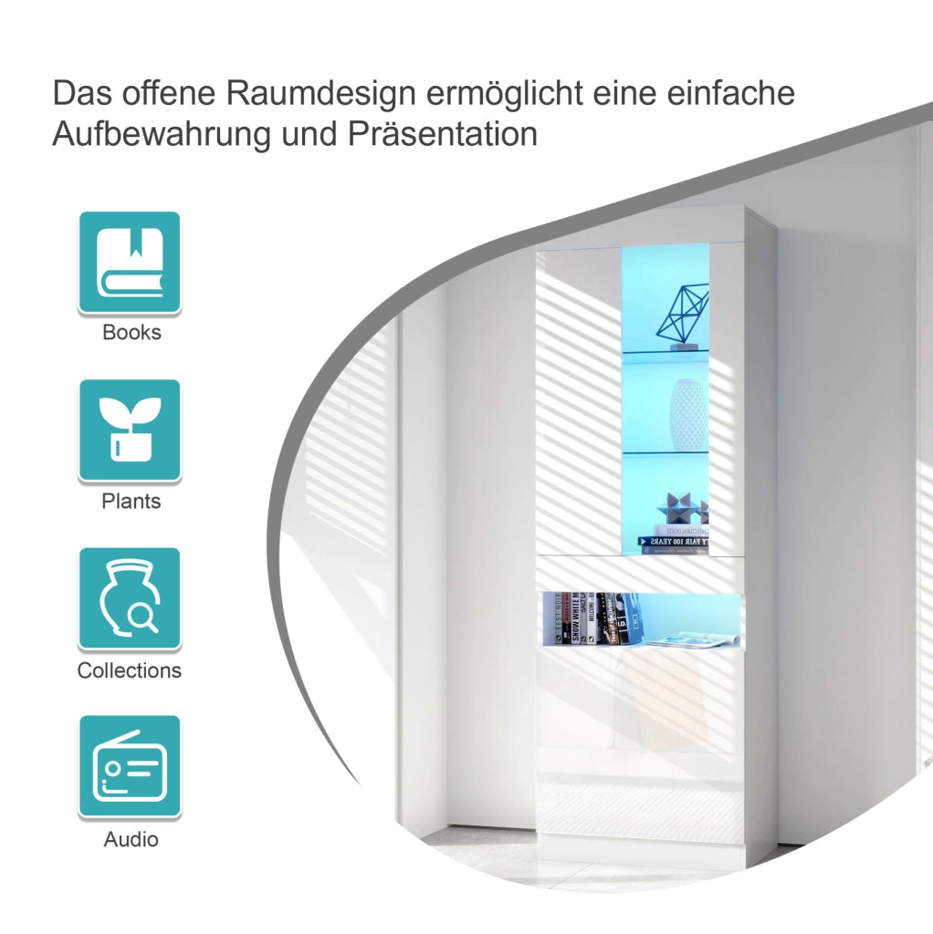 Vetrina con illuminazione LED e ampio spazio contenitivo