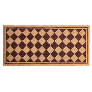 Zerbino in fibra di cocco beige e marrone con fondo antiscivolo, 55 x 120 cm. Zerbino decorativo antiscivolo con motivo a rombi