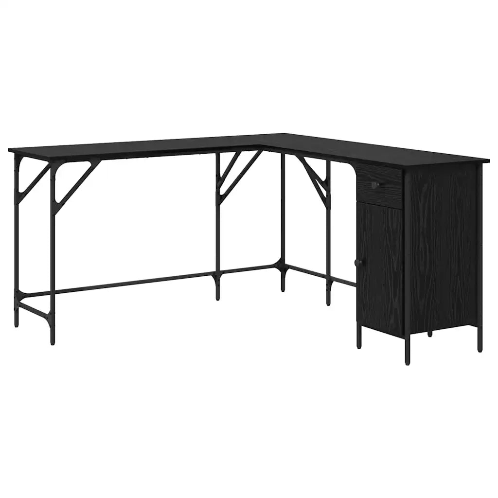 Scrivania Rovere Nero 141 x 141 x 75 cm Legno multistrato