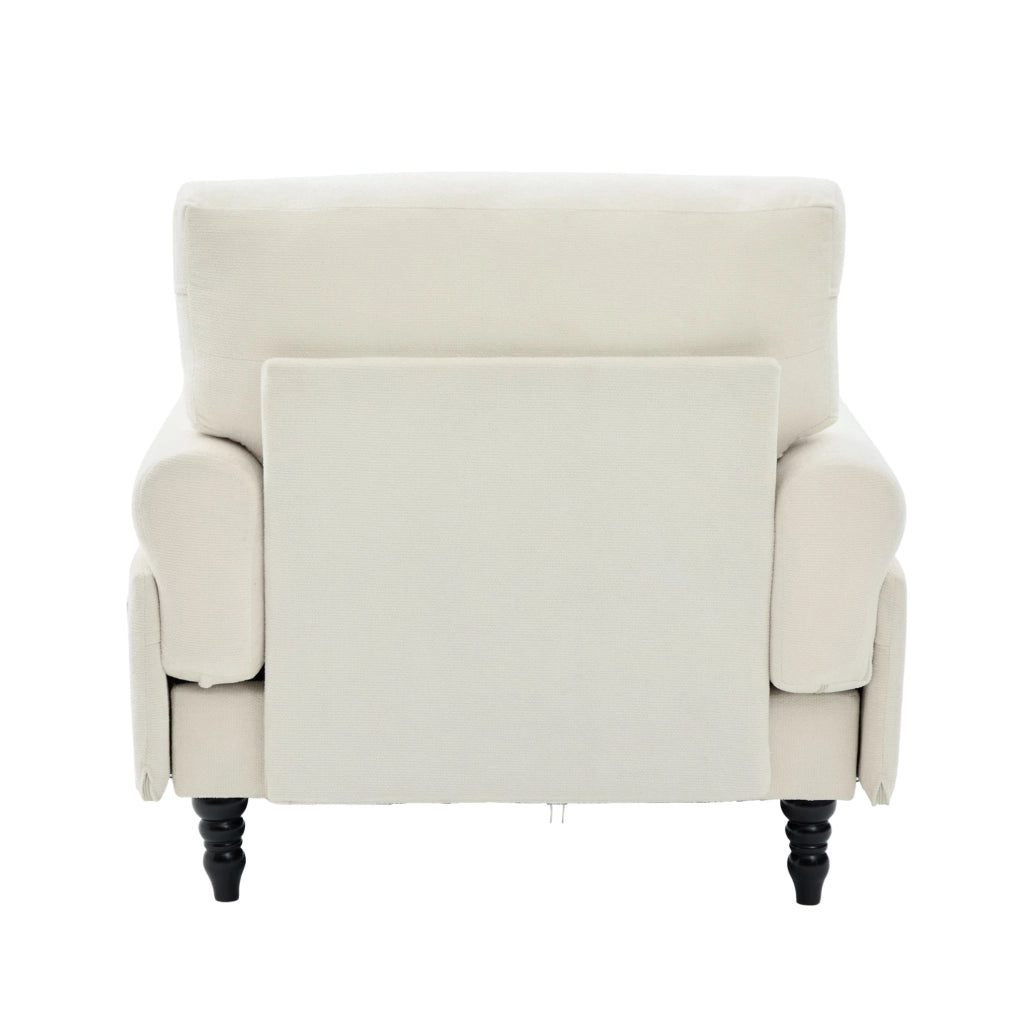 Poltrona 125.5x97x86 cm con seduta ampia e tasche laterali in chenille beige