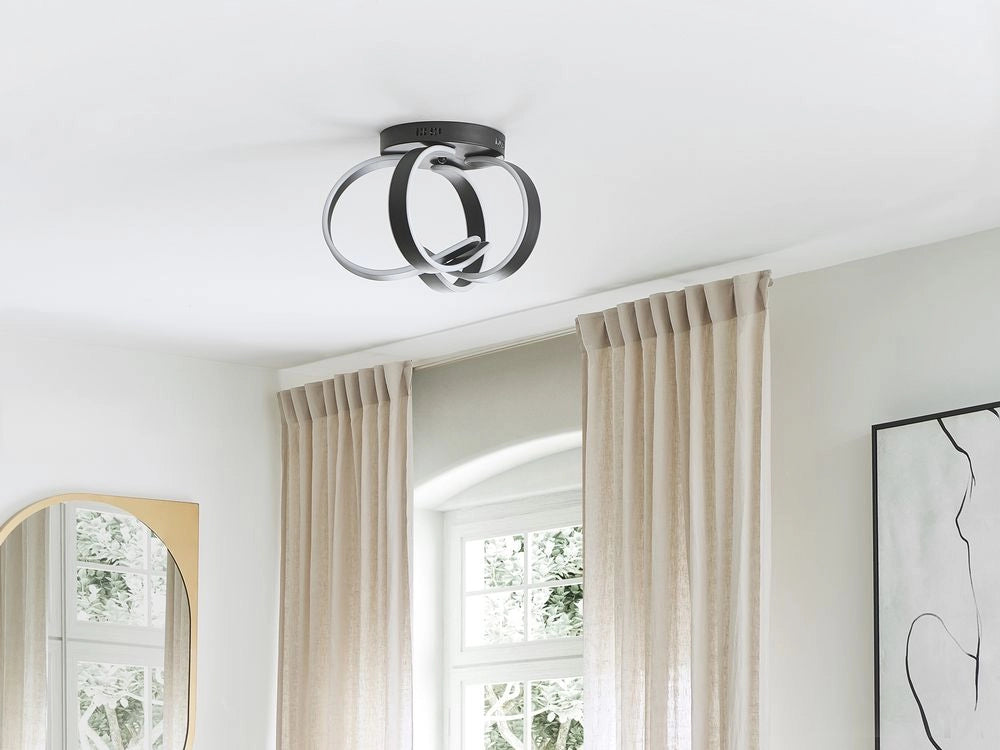 Plafoniera Moderna Illuminazione Integrata Luci LED Forma Spirale Metallo Nero