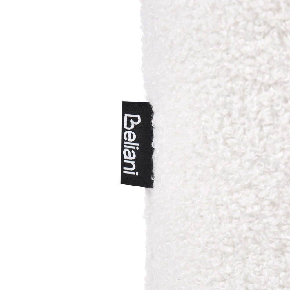 Poltrona Lounge Bassa in Bouclé Bianco Panna Senza Braccioli Stile Scandinavo