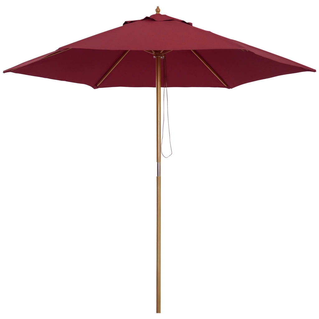 Ombrellone da Giardino Rotondo in Legno e Poliestere ¨C zephmum ¨C Bordeaux 250x230 cm