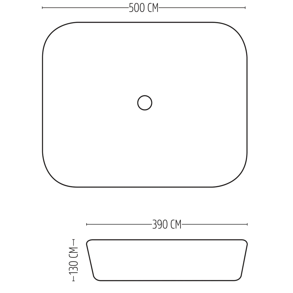 Lavabo da appoggio ceramica bianco rettangolare lavandino bagno 50x39x13 cm *** tinta bianco lucido, confezione 1