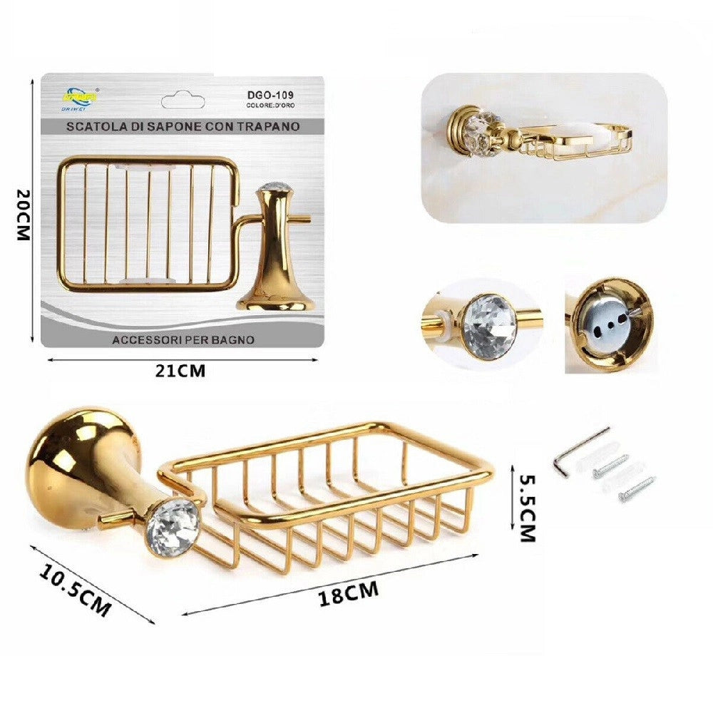 Trade Shop - Porta Saponetta Sapone Supporto Dorato Oro Arredo Bagno Casa Cucina Dgo-109 -