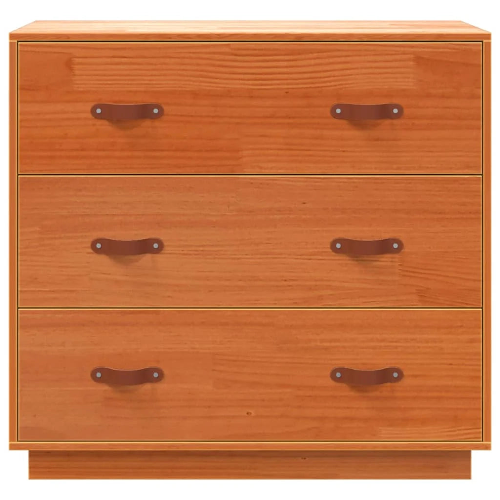 Buffet credenza cassettiera armadio mobile contenitore organizer per cucina soggiorno salotto finitura a cera 80 x 40 x 75 cm legno di pino massiccio marrone 02_0031743