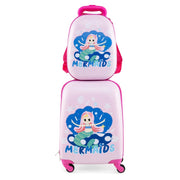 Set di 2 valigie per bambini: valigia rigida 32,5 x 22 x 82 cm con ruote piroettanti e zaino colorato in ABS PC 20_0011835