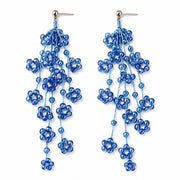 Orecchini a nappa con fiore in cristallo blu