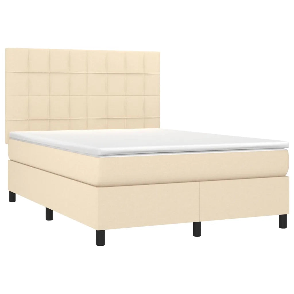 Giroletto a Molle con Materasso Crema 140x19 cm in Tessuto