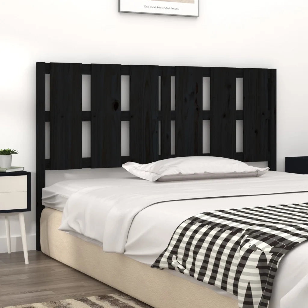 Testiera | Testata per Letto Nera 155,5x4x100cm in Legno Massello di Pino