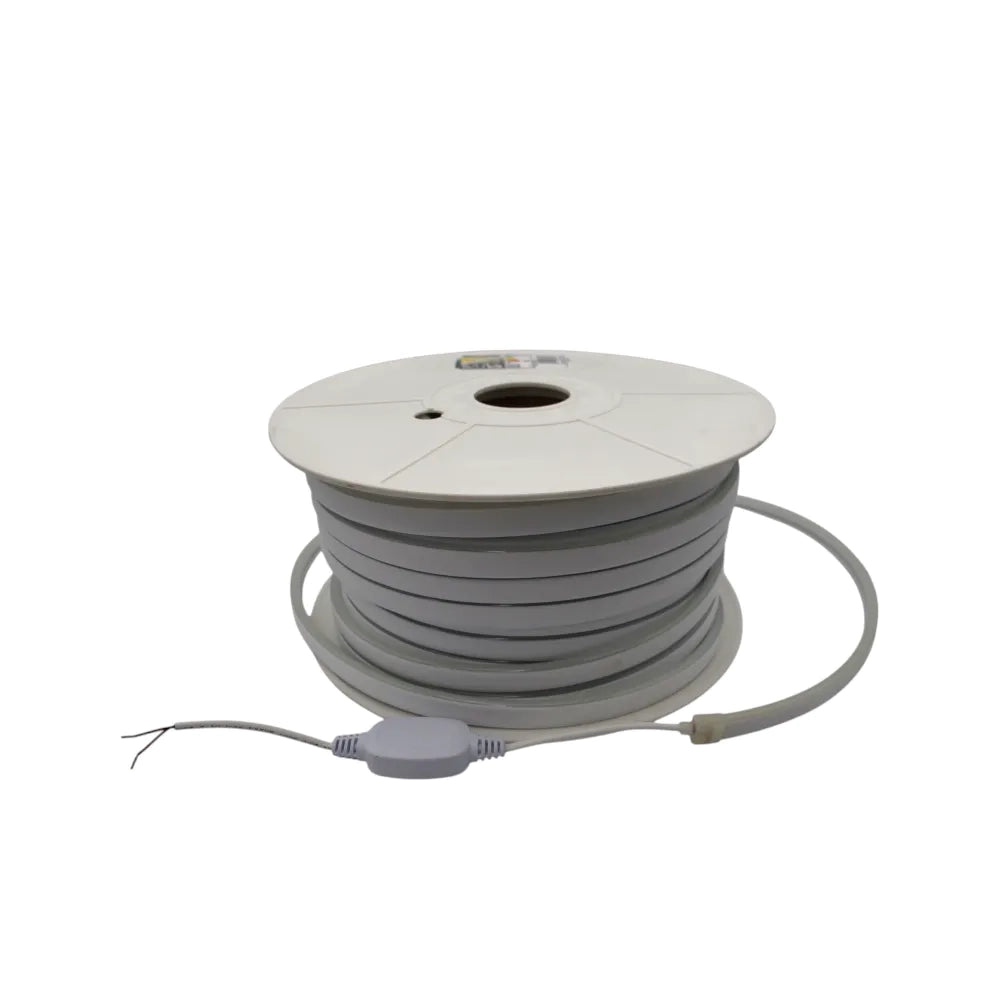 Striscia LED neon flex 220V 50m tagliabile ogni 1m 9W/m luce calda 3000K IP67