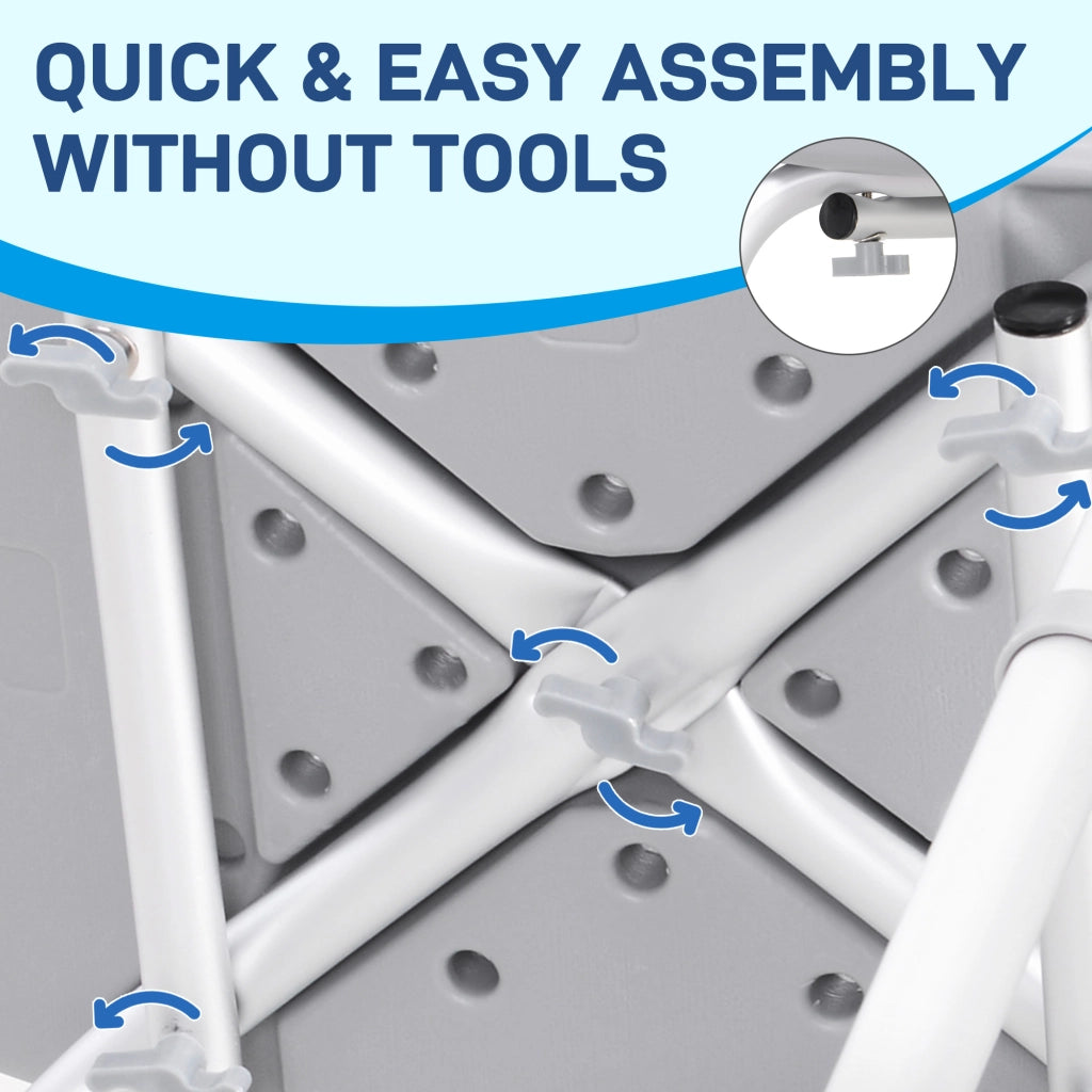Sedia da Doccia per Bagno in Alluminio e Plastica Altezza Regolabile 8 Livelli 71-88cm Piedini Antiscivolo