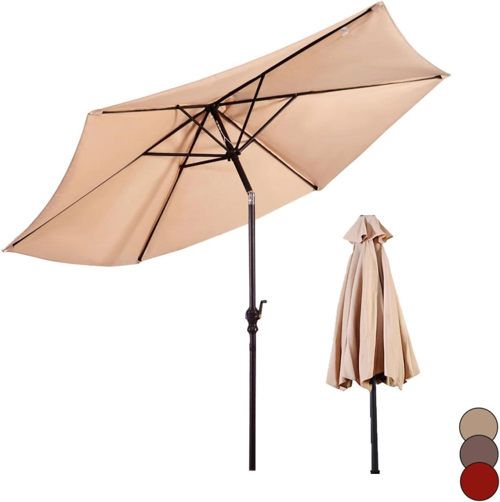 Ombrellone da Giardino Ø270cm, Ombrellone Inclinabile e Portatile, Anti UV e Antivento, Ombrellone da Esterno con 8 Ossa e Manovella, Ombrellone da Balcone, Mercato, Spiaggia