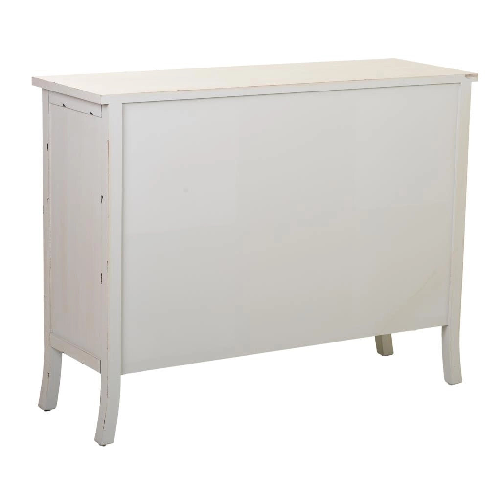 Credenza in legno con vetro bianco 110x37x84h