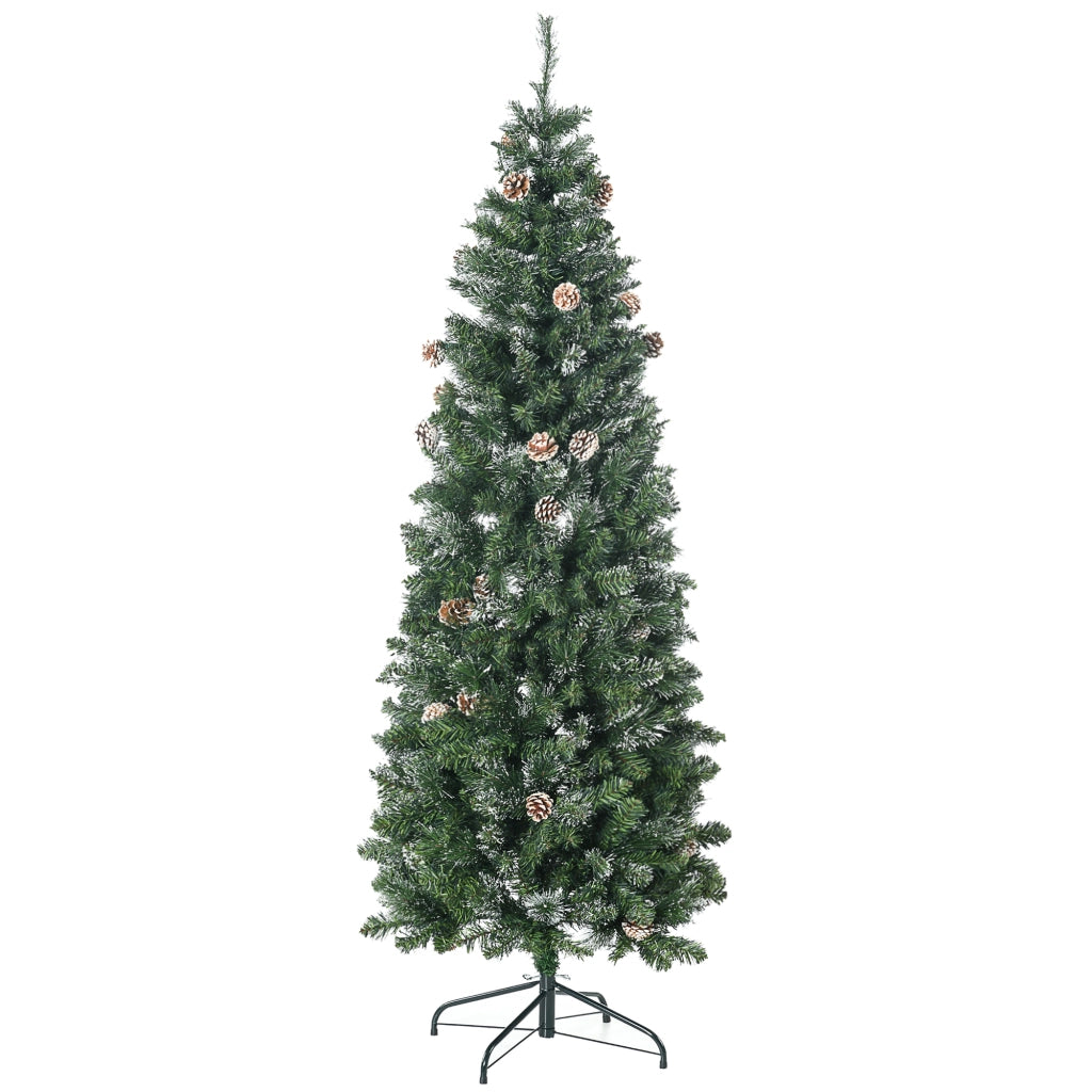 Albero di Natale Artificiale ¨C zephmum ¨C Verde 180cm con Pigne e Base in Metallo