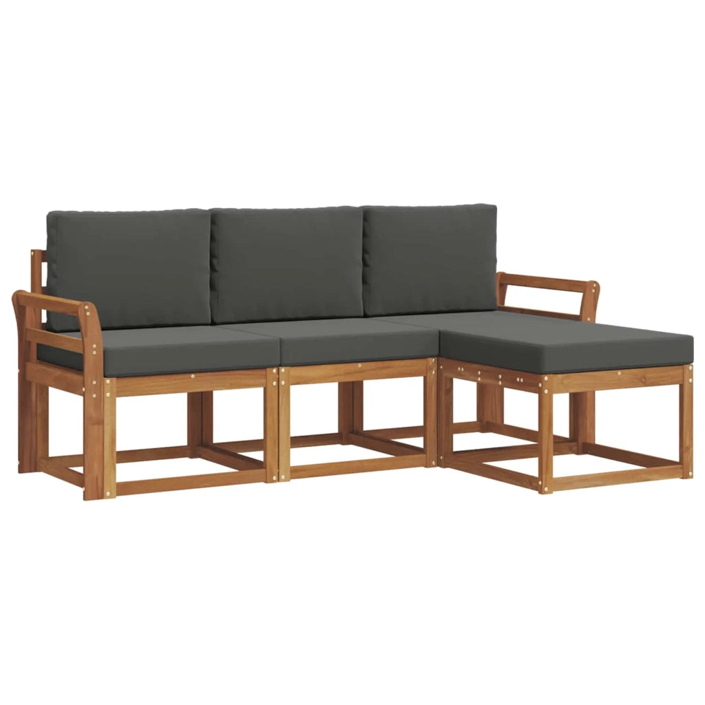 Set di divani da esterno con cuscino 4 pcs Naturale e Antracite