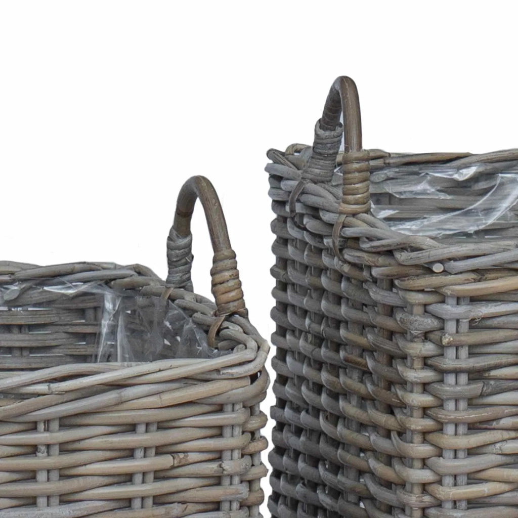 Cestino per Piante con archiviazione 2 pcs Grigio Rattan Lacak 42020969