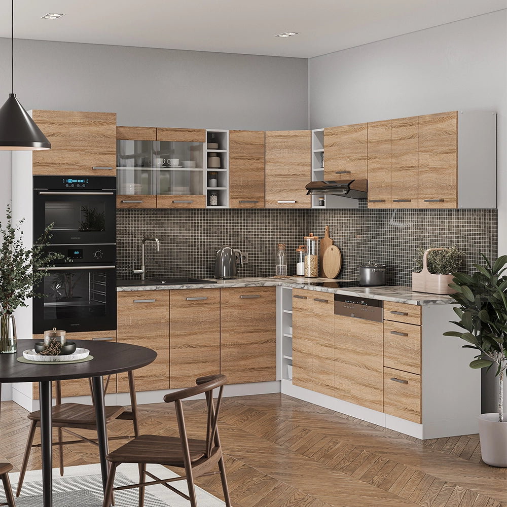 Vicco Cucina angolare completa Sonoma/Bianco 237 x 60 cm , PL Marmo