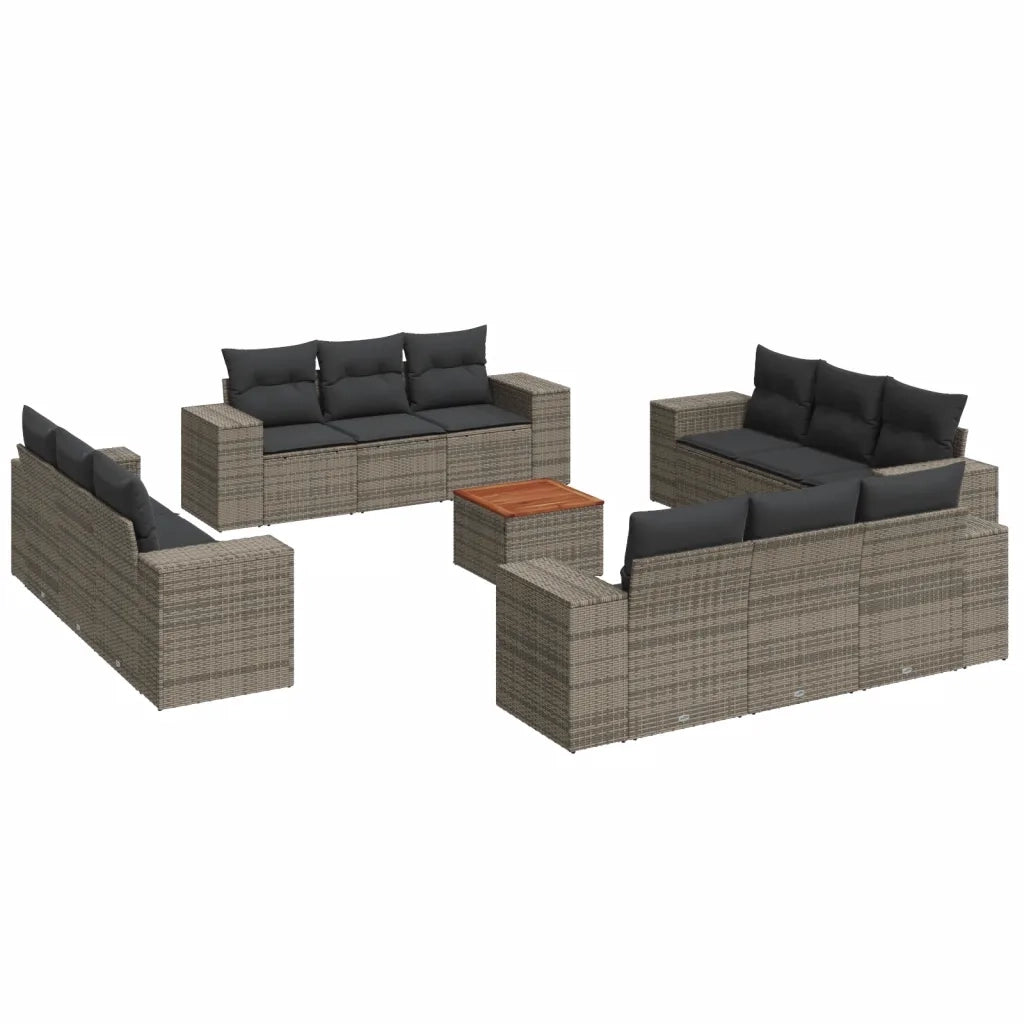 Set Divani da Giardino 13 pz con Cuscini Grigio in Polyrattancod mxl 111502