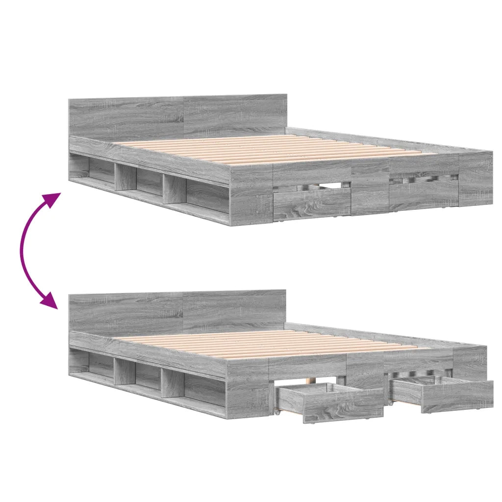 Giroletto Cassetti Grigio Sonoma 160x200 cm Legno Multistrato