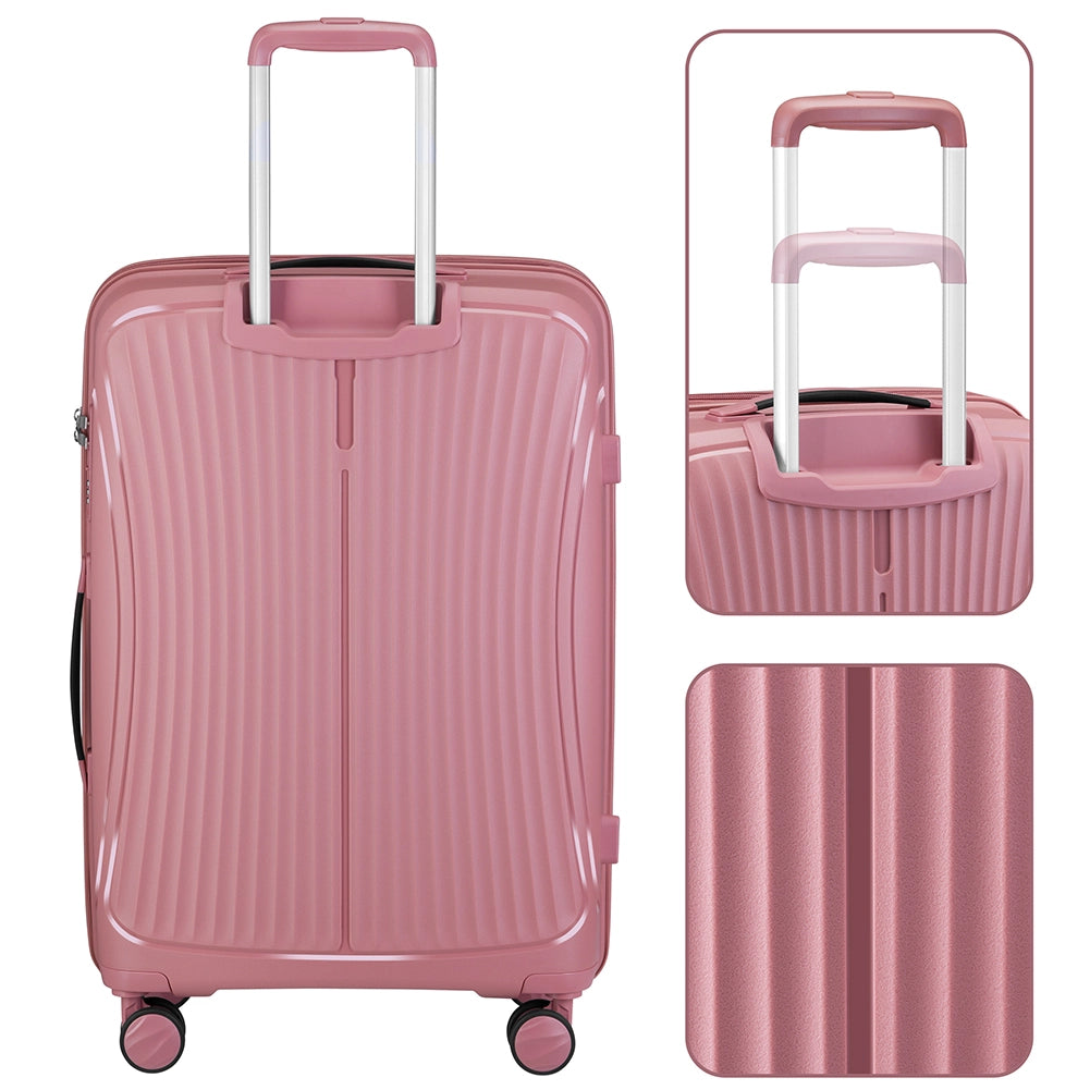 Set 3 Valigie in ABS Rigide Rosa 90-59-38L Ruote Easy Roll e Manico Telescopico
