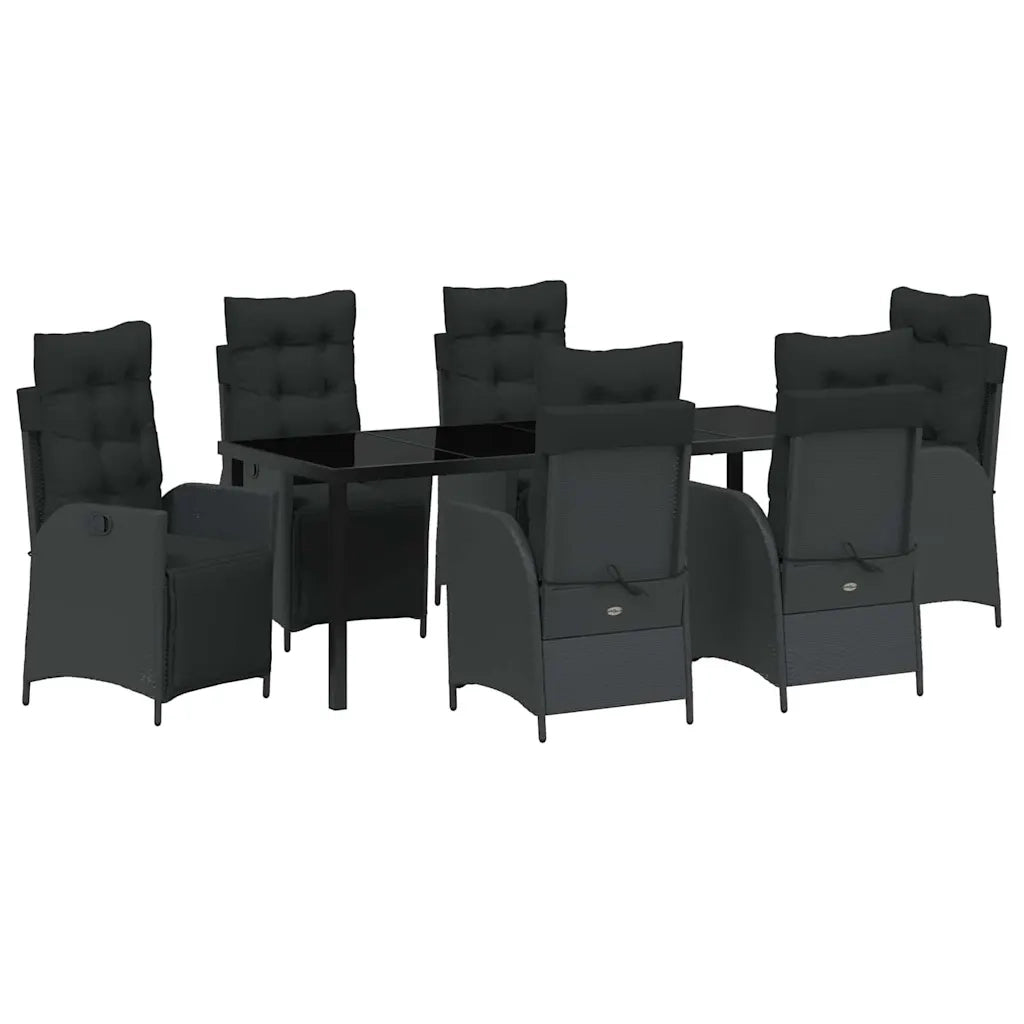 Set da Pranzo per Giardino con cuscino 7 pcs Nero polyrattan 3380538