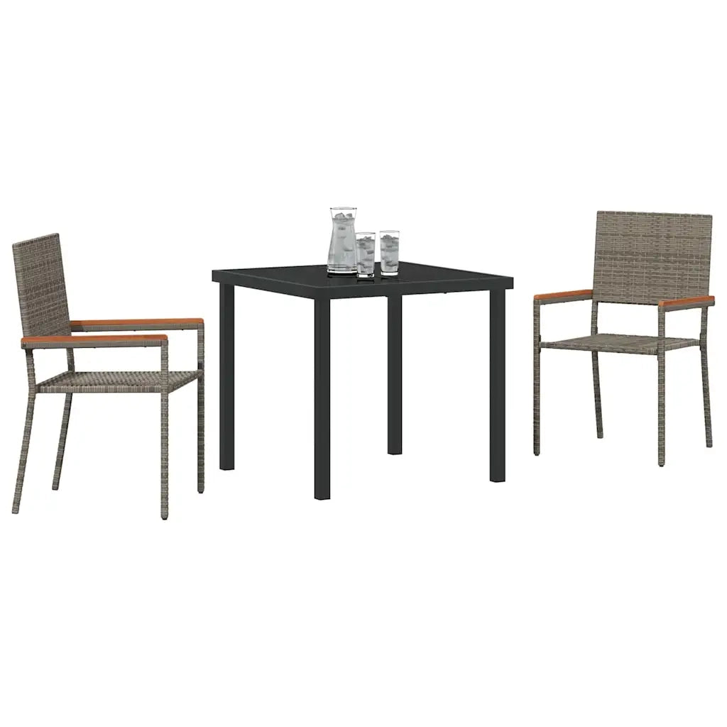 Set da Pranzo per Giardino con cuscino 3 pcs Grigio polyrattan 3379709