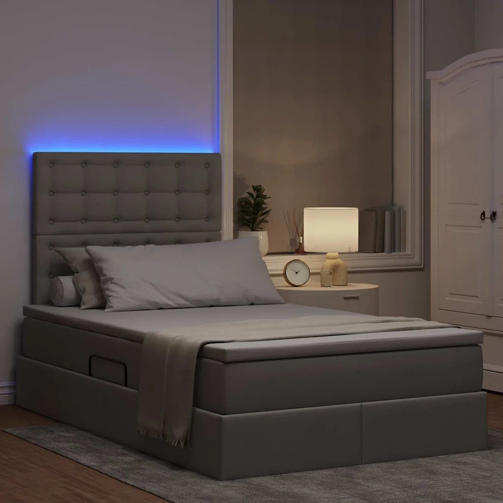 Letto con contenitore LED e materasso Tortora 120 x 200 cm