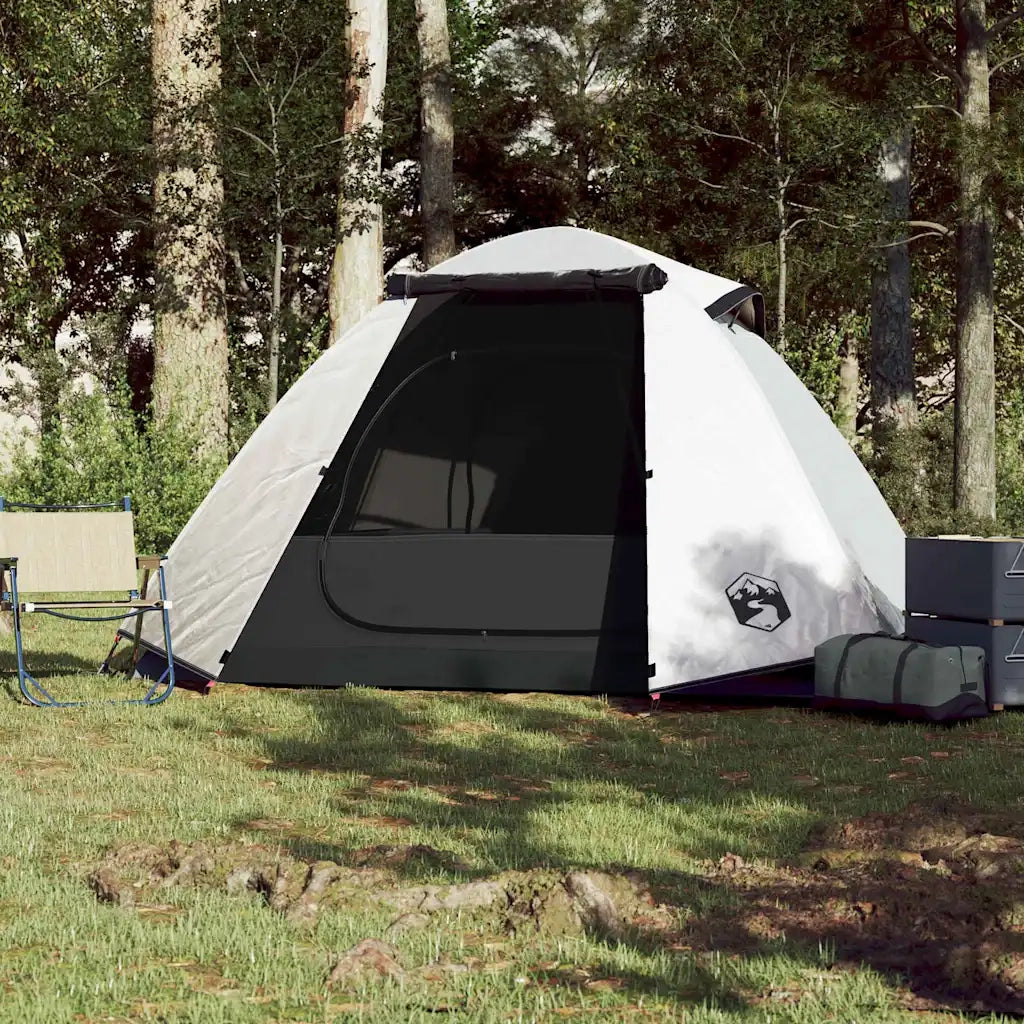 Tenda Campeggio a Cupola 2 Persone Bianca Tessuto Oscurante 94326