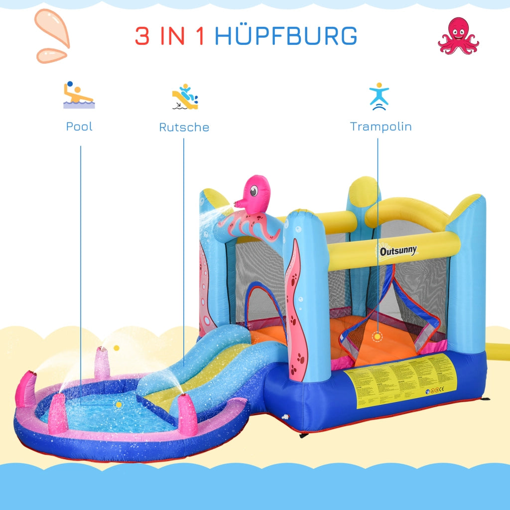 Castello Gonfiabile Autogonfiante con Ventilatore ¨C Xylo ¨C 360x175x180 cm con Trampolino Piscina Scivolo