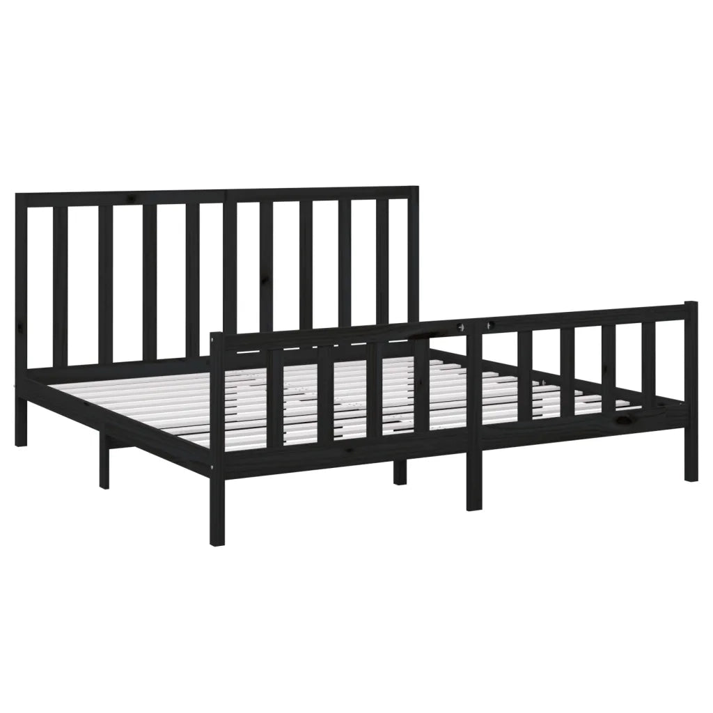Giroletto Nero in Legno Massello di Pino 200x200 cm 3106727
